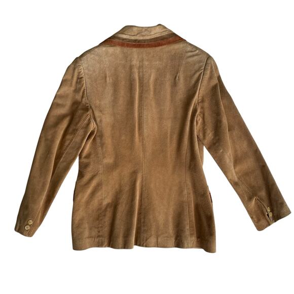 Vintage 70s Brown Tan Suede Leather Blazer Jacket MS Collectibles Boho Small - Picture 3 of 7